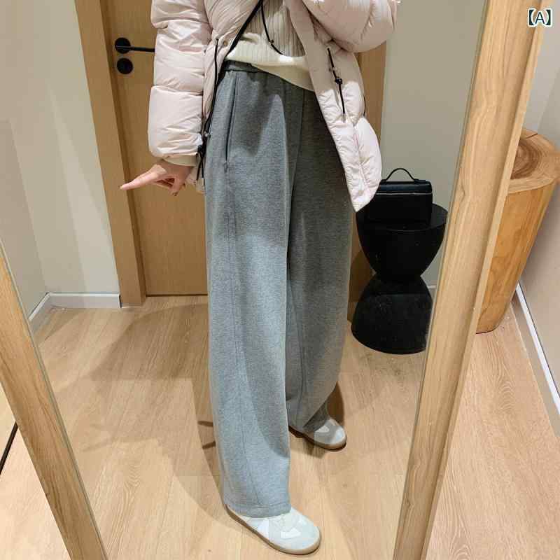 レディース 冬 厚手 ワイドパンツ コットン混紡 羊毛ブレンド 立体シルエット ゆったり シルエット 軽量 ストレッチ 暖か 長丈 ルーズフィット 松腰 グレー系 ベージュ カジュアル デイリー 秋冬