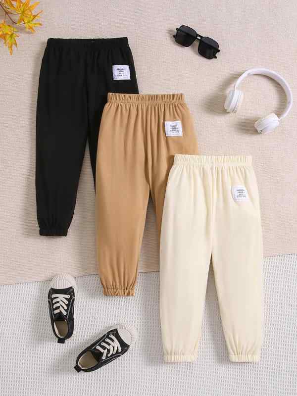 キッズ 男女兼用 夏季 長ズボン 運動パンツ 薄手 伸縮性 速乾 柔らかい 綿ポリエステル 軽量 ランニング 普段使い 純色 中腰 ゴムウエスト 3～8歳 100～140cm ブラック グレー ネイビー ピンク