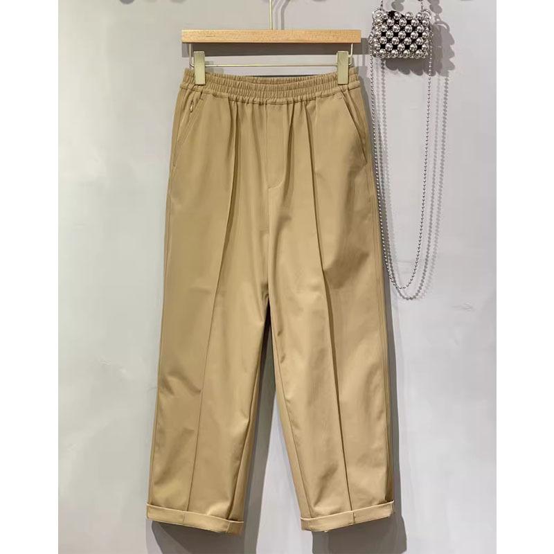レディース 夏用 接触冷感 ハーレムパンツ プリーツ ワイドレッグ テーパード 直筒 スラックス 伸縮性 切り替え 膝下丈 膝丈 クロップド ショートパンツ 吸湿速乾 軽量 白色 ネイビー カーキ 普段使い 通勤 カジュアル 女性用 トップス コーデ