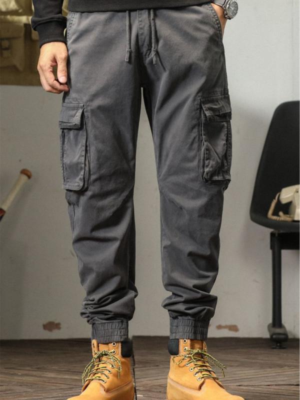メンズ 工装パンツ 復古 ストレッチ ロングパンツ 春秋 ワイドレッグ 中腰 ジッパー 薄手 無地 コットン ポリウレタン ミックス マルチポケット 耐久性 イージーケア カジュアル 普段使い アウトドア ミリタリー ミリタリーグリーン カーキ グレー