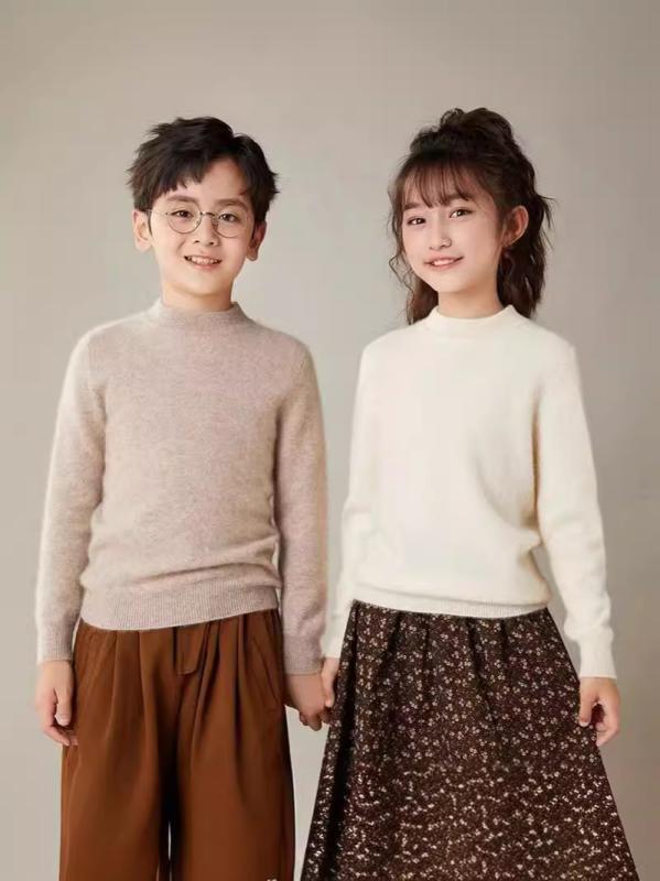 キッズ 毛糸スウェーター お坊っちゃん 御姉さん 秋冬 保暖 トップス 長袖 半ハイネック ユニ一発やる パステル色の 朦々たる 純色 米色 サクラ色系 ベージュ 薄墨色 オレンジ色 赤いこと 緑であること 青色 黒いこと 綿混 赤ちゃん服 優しいこと ゆったり 室内着 アウトドア 3～8