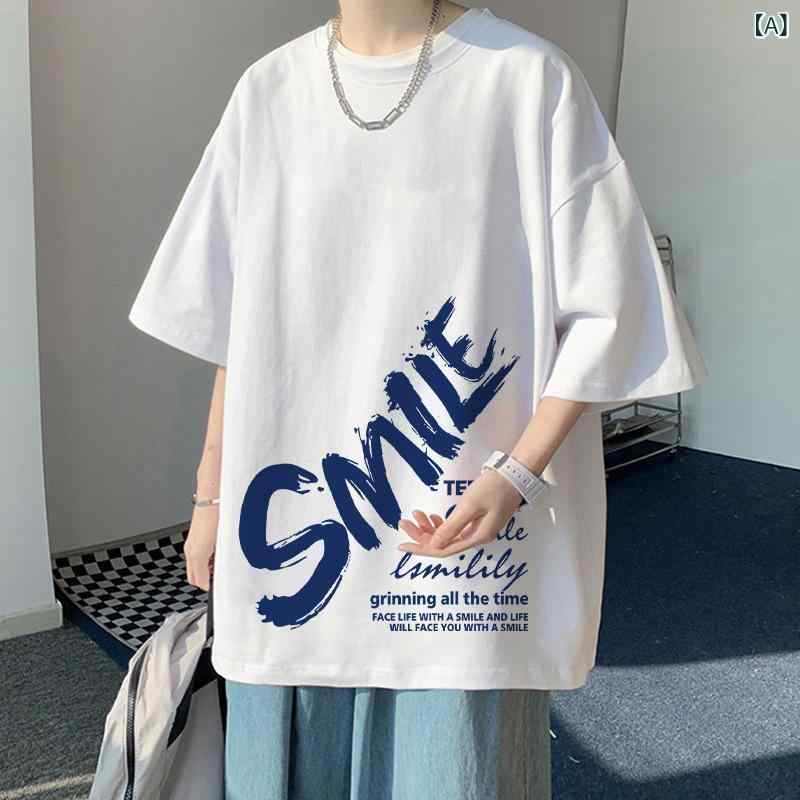 Tシャツ メンズ 夏用 半袖 純棉 丸首 ゆったり 大きいサイズ ストライプ柄 プリント 幾何学模様 透気性 白色 ピンク ブラック イエロー ワインレッド ブラウン カーキ ブルー グリーン ベージュ ダークグリーン ライトグレー ダークグレー ダーク