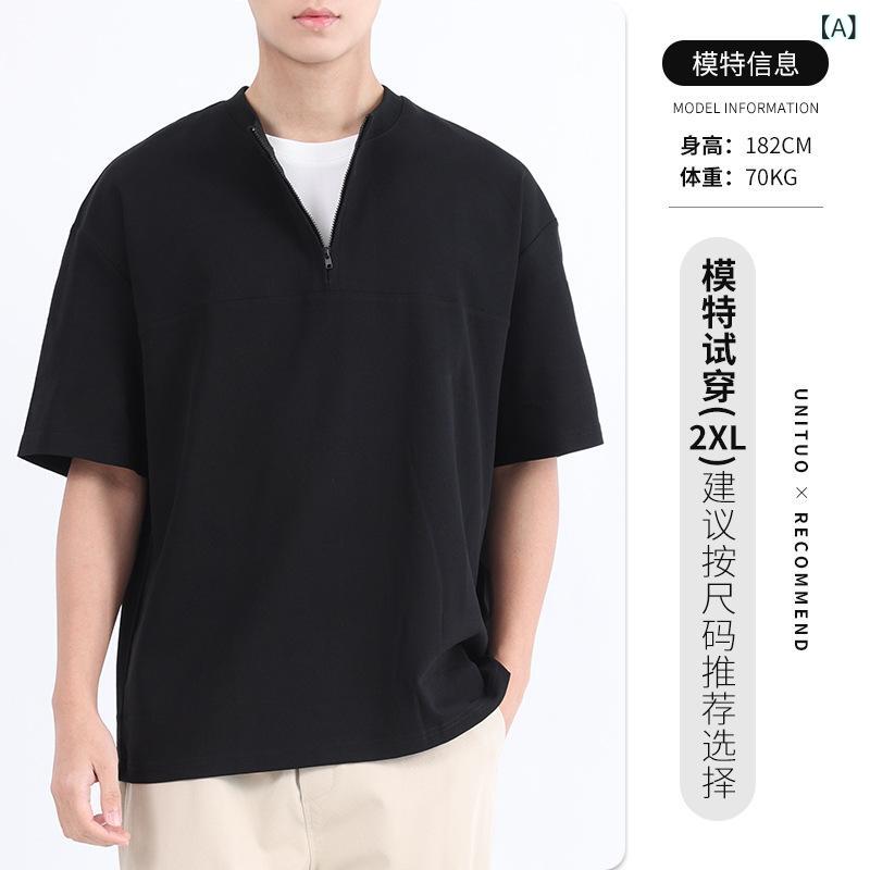 Tシャツ メンズ 短袖 半拉? レイヤード 偽ツーピース トップス 綿 ポリエステル 混紡 条紋柄 合体型 シルエット 円領 セットインスリーブ 普通厚 砂洗加工 耐磨 徽章 ディテール 創造的 プリント 黒 白 深緑 デザートカラー 春夏 シーズン ゆ