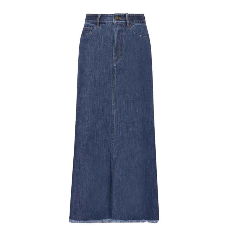 スカート 女性用 秋冬 牛仔 半身 ミディ フィッシュテール 高腰 フリンジ デニム コットン ポリエステル ブルー 日常使い 日韓カジュアル 伸縮性 軽量 ハイウエスト 切り替え ゆったりシルエット 通勤 普段着 アウトドア 8,103円
