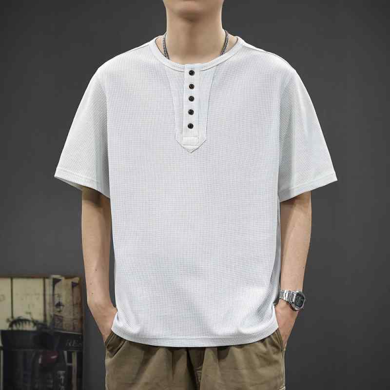 Tシャツ メンズ 半袖 夏 コットン 透気 ゆったり ラウンドネック ストレート シルエット 都市 スタイル 青年 向け 短袖 トップス 日常 使い グレー 系 ブラウン 系 立体 剪裁 普通 厚み セットアップ なし 落肩 袖 無地