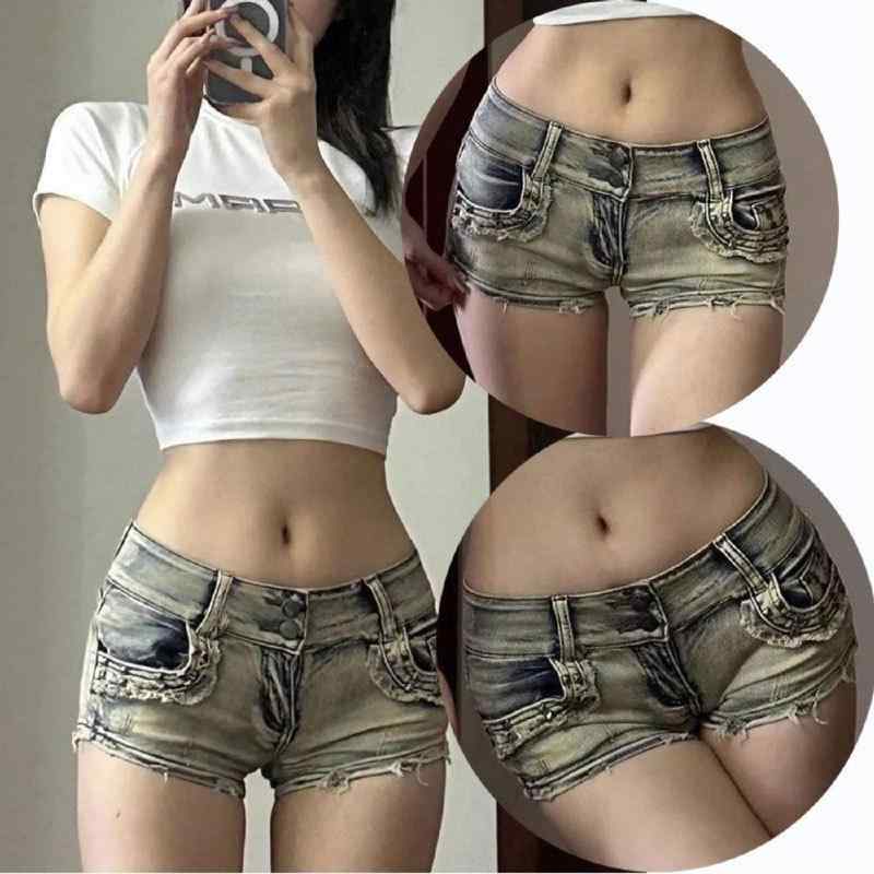 ショートパンツ レディース 低腰 デニム ホットパンツ タイト 包み込み ヒップ セクシー スタイル 夏 春夏 コットン 素材 ウォッシュ加工 気質 通勤 普段使い 軽量 伸縮性 吸湿速乾 ビンテージ ブルー センチネリア 直筒 シルエット 女性用 かわ