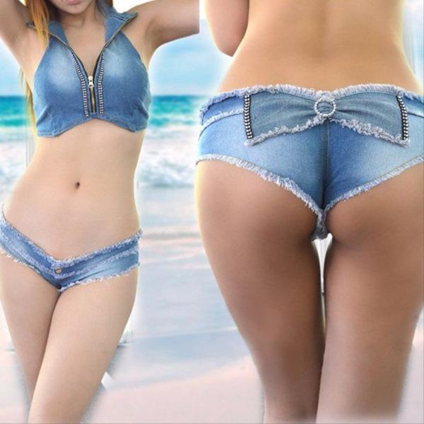 レディース デニム ショートパンツ 低腰 超短丈 セクシー ホットパンツ 切り替え デザイン 伸縮性 コットン 素材 タイト シルエット 春夏 ストリート スタイル 欧米 ファッション 手磨き 加工 ダークカラー 女性用 普段使い
