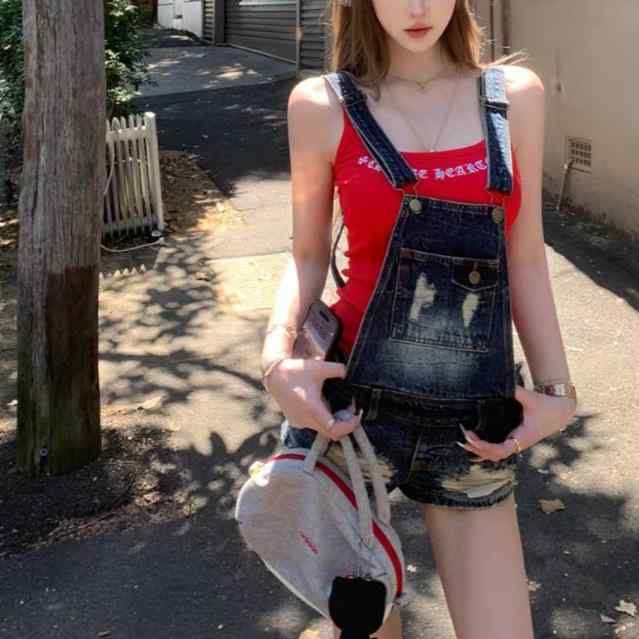 デニム 背広パンツ レディース 春夏 韓国スタイル 気質 通勤用 都市風 再生繊維 低腰 破洞 ディテール スリム効果 膝上丈 ショートパンツ ミッドウェイト 織り素材 ブルー ワイドレッグ シルエット 軽量 快適 普段使い