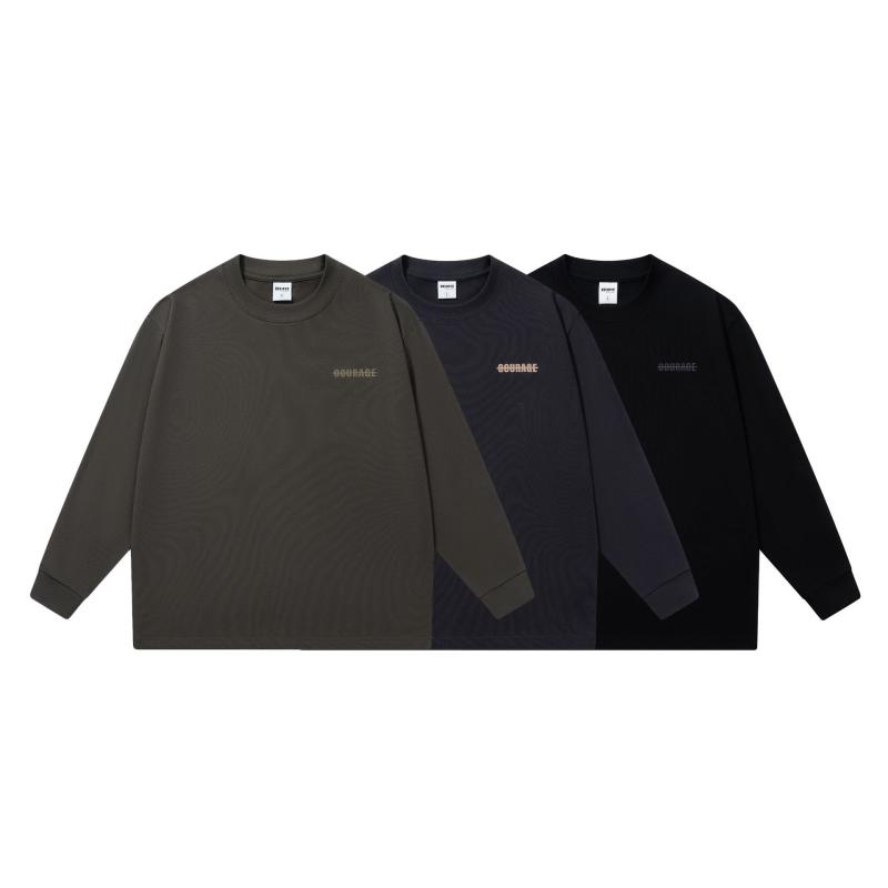 メンズ トップス 長袖 Tシャツ 丸首 セットイン インナー ユニセックス カップル コットン 精梳 透気 薄手 ゆったり シルエット 黒 ミリタリーグリーン ダークグレー 秋冬 春 秋 プリント アルファベット パターン 青春 ポップ 18-24歳 向