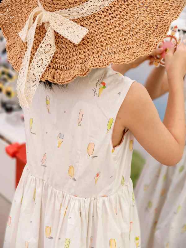 キッズ 御姉さん 衣装 春夏 無袖 クリーム 刷り上げる 綿 100% A生産ライン スコート 愛くるしげ 夏服 赤ちゃん服 3～8歳 中小童 吸湿速乾 軽さ 生新しい 象牙色 サクラ色系 花柄 刷り上げる 碎花 日常使い走り 命のせんたく着(x4)