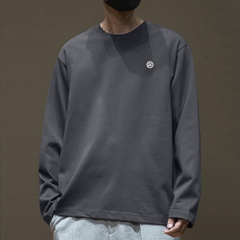 メンズ Tシャツ 長袖 トップス インナー 綿100% ラウンドネック ルーズフィット 落肩袖 ポルカドット プリント 風景柄 秋 秋冬 旅行 普段使い 青年 カジュアル ホワイト ブラック グレー ネイビー カーキ ライトブルー 軽量 通年