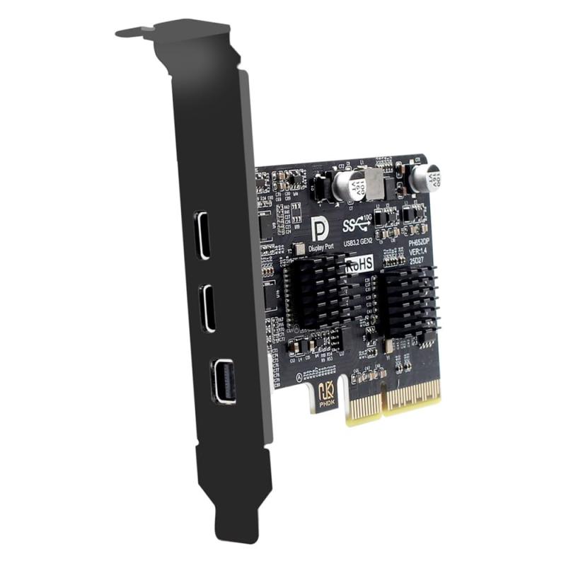 NFHK カード タイプ A USB3.0 バックパネルソケット & デュアル USB3.1 タイプ C USB-C - PCI-E Express カードアダプター ASM3142 VL822
