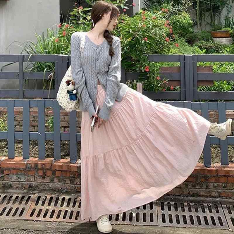スカート 女性用 春夏 通勤用 普段使い ハイウエスト Aライン 中長丈 蛋・啾スカート ピンク系 ブラック アイボリー ポリエステル 高弾性 立体裁剪 純色 快適 軽量 気質 都市風 切り替え 伸縮性 吸湿速乾 かわいい ビッグシルエット 矩形体型対応