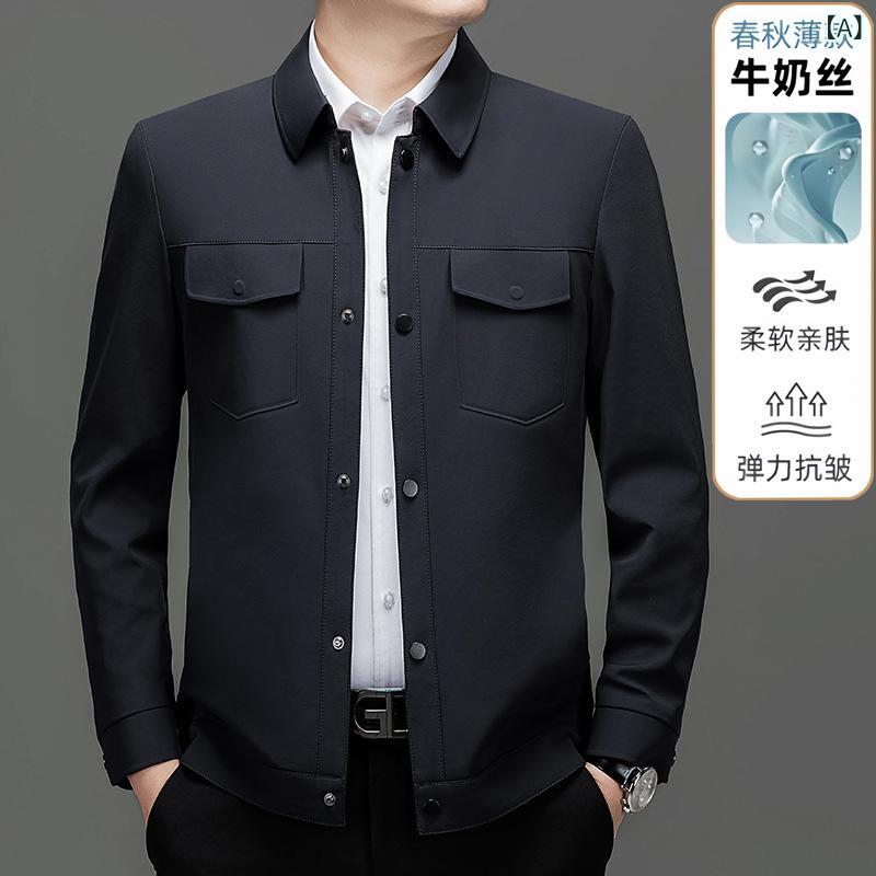 メンズ 上衣 軽商行為 練りあわせる型 翻領 長袖 烏兎 透人となり 化?混紡 ニルロン ポリエステル 直下? 側仕立てもの衣嚢 口袋かざり付ける 免?製作 純色 米国海軍 ・柑其 中年向け 日常 外穿 通い 普段使い走り 心地好い