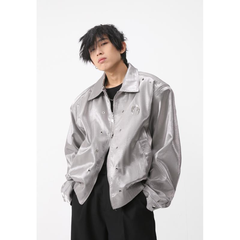 メンズ 長袖 ジャケット ショート丈 ヒップホップ スタイル 肩パッド 付き コットン 混紡 耐摩耗 合体型 スタンダード 厚み ブラック グレー ユース 日常 使い 春 シーズン|トミーショップ 店