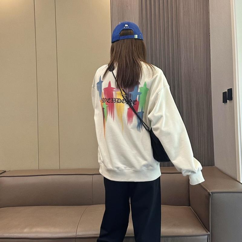 スウェット トップス メンズ レディース 男女兼用 丸首 長袖 ゆったり ルーズフィット コットン コットン混紡 綿毛円 紫色 ベージュ ブラック 3D プリント 印花 ステレオ パターン 文字柄 数字柄 ストリート カジュアル ストリートファッション