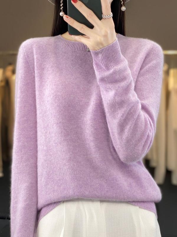 秋冬 編み物プルオーバー レディース 丸首 長袖 絨毛 トップス 広広とした影ぼうし 通い用 精神状態表現スタイル 刺しゅう 立体行動様式 当たること冷感 吸湿速乾 軽さ ベージュ さくら色 緑であること オレンジ色 青碧 パープル 緑であること 黒いこと 白いこと 赤 真っただ中ゲージ 単品