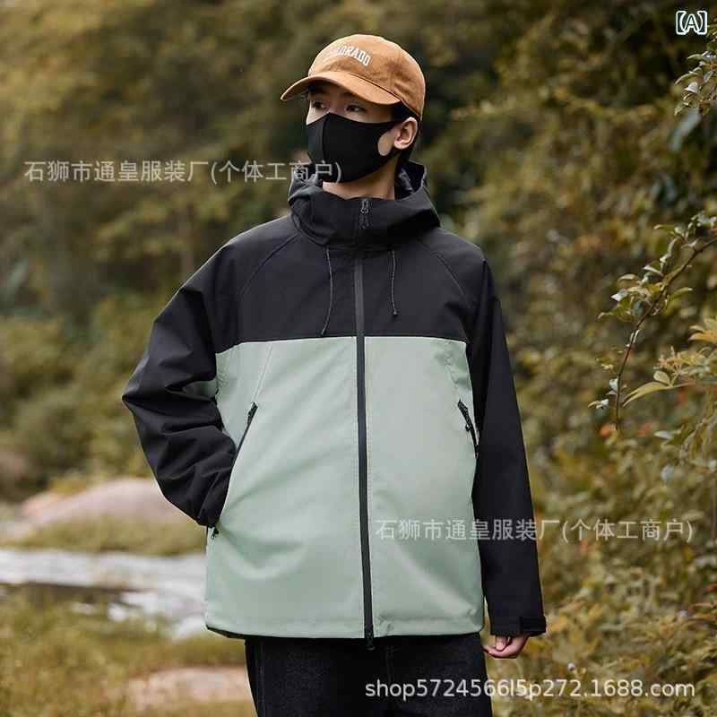 レディース メンズ アウトドア ジャケット フリース ライナー 取り外し可能 防水 防風 超軽量 速乾 透気 吸湿速乾 UVカット 耐摩耗 保暖 フード 付き ニットロン 素材 グリッド パターン ユニセックス 登山 ハイキング トレッキング キャンプ