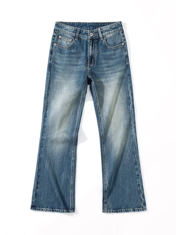 メンズ 牛仔パンツ ストリートスタイル ミドルライズ ストレートパンツ ゆったりシルエット ヴィンテージウォッシュ 垂れ感 コットン素材 無弾性 ロング丈 ポケット装飾 ブルー 春 ゆったりフィット クラシックカジュアル デイリーウェア 5,964円