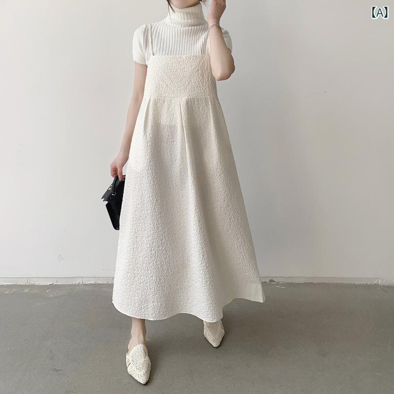ワンピース 女性用 麻素材 接触冷感 長袖 無袖切り替え フレア プリーツ Aライン 背面ストラップ ロング丈 ミディ丈 ペンシルスカート ウードル 丸首 ストラップ ワンショルダー ベーシック セットアップ 単品 通勤 普段使い デイリー 軽量 通年 (x3)｜トミーショップ 店
