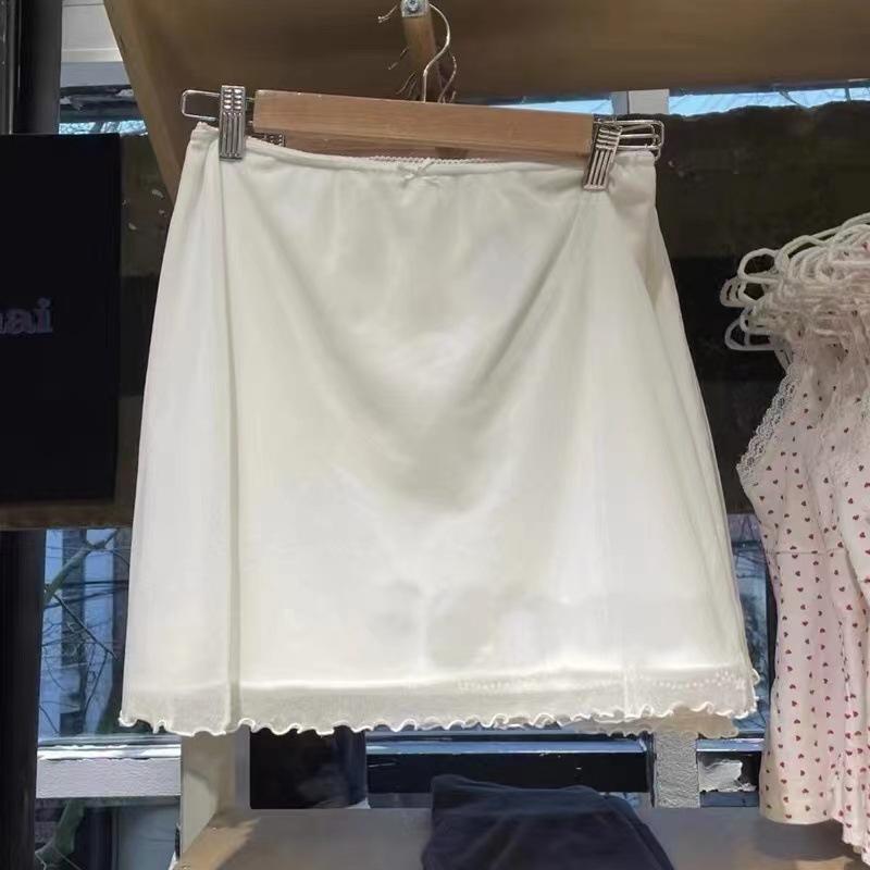 スカート レディース 半身スカート 短丈 Aライン 蝶結び チュール レース かわいい 甘め スタイル 夏 春夏 白 ブラック 軽やか 微弾力 普段使い 通勤 コーディネート トップス 合わせ ファッション アイテム