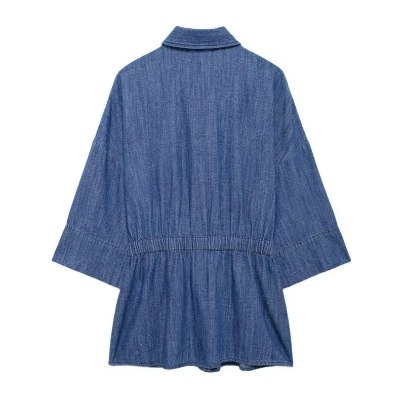 カーディガン レディース 長袖 シャツ トップス 牛仔布 ポリエステル ワイドシルエット フレンチスタイル 蝶結び デザイン フラワープリント 開襟 ボタン ストリートファッション 秋 シーズン ゆったり フィット 街着 コーデ 普段使い