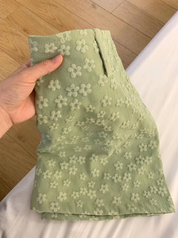 スカート 女性用 春夏 Aライン 半身 短め 立体小花 ミントグリーン 薄手 微弾性 接触冷感 復古 気質 高級感 かわいい ?・覧 日韓カジュアル 普段使い 軽量 切り替え グリーン系 トップス