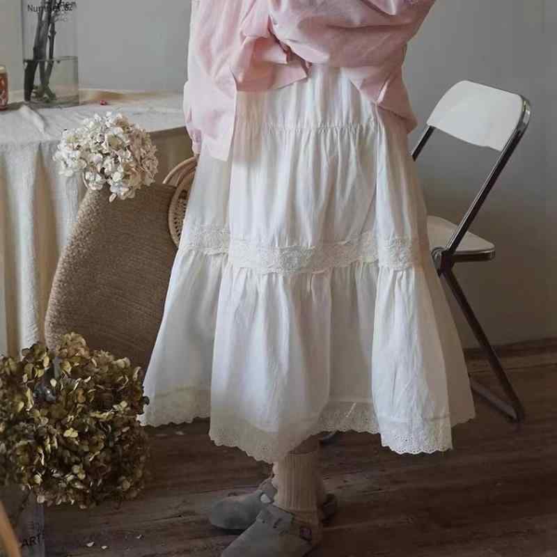 スカート 女性用 半身スカート 綿 中長丈 夏 白色 ベージュ レース 花柄 フレア 甘め 森ガール フレッシュ 軽やか 微弾力 かわいい 清楚 日常使い 通勤 接触冷感 吸湿速乾 再生繊維 ハイウエスト ビッグシルエット(x3)｜トミーショップ 店