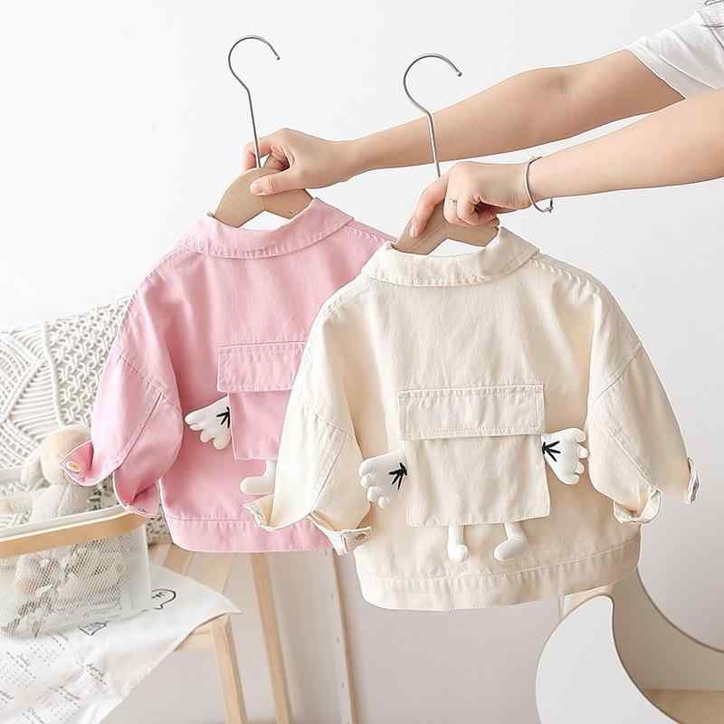 女児 ジャケット 女の子 子供服 薄手 春秋 ミディアム コットン デニム ポロカラー 単排ボタン ユニセックス ピンク アイボリー 綿素材 軽量 伸縮性 かわいい 普段使い 学校用 遊び着 通学 カジュアル トップス