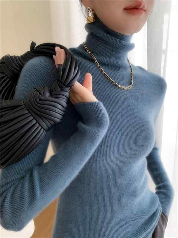 毛衣 女性用 100%山羊毛 修身 セットイン ハイネック セーター 長袖 秋冬 インナー トップス 純色 単品 基本袖 ドロップショルダー ライトカラー ベージュ パープル ブルー グリーン ホワイト ブラック 95%以上 繊細 暖か 柔らか 軽量 伸｜トミーショップ 店
