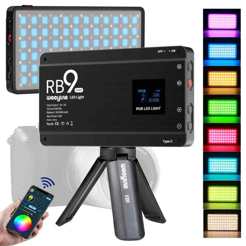 Weeylite RB9 RGB LED映画化点火装置 三脚架付き添い人 12W 映像媒体点火装置 2500-8500K CRI 95+ 適用業務抑えつける USB申し受ける式 LED 持ちはこぶ用 活動写真点火装置 映像媒体吹き込み 360°盛りだくさん色つや 携帯型 写真機点火装置 ダイアログボックス 映像媒体話し合い に