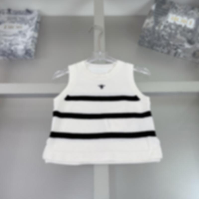 トップス 赤ちゃん用 ノースリーブ 縞模様 編み物 camisetas 赤ちゃん服 春夏 新作 夏物 白 綿100% 3歳 4歳 5歳 6歳 7歳 8歳 100糎 110糎 120糎 130糎 140糎 150糎 160糎