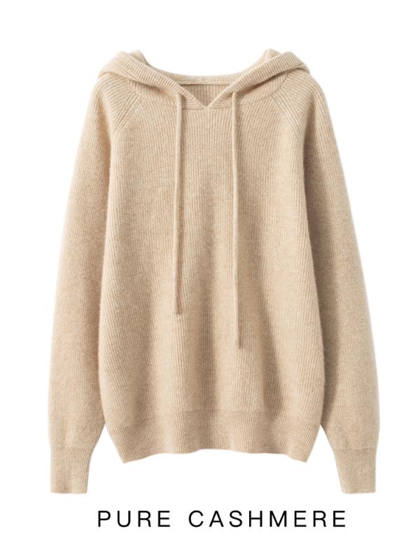秋冬 レディース ゆったり ボンネット スウェーター セットインスリーブ 編み物 トップス 100%カシミール 長袖 中厚 通い 表現スタイル 精神状態 単色 決まり切った丈 青 紫 白 黒 赤 綿 原料品 パステル色の 生あたたかい