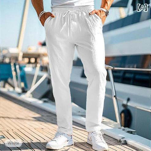 メンズ ロングパンツ 秋 スポーツ レジャー コットン 伸縮性 直筒 ゆったり 中腰 ドローストリング 無地 快適 ファッション ホワイト ブラック グレー ワインレッド ライトブルー カーキ ゆったりフィット アクティブウェア ストレッチ素材 日常使い