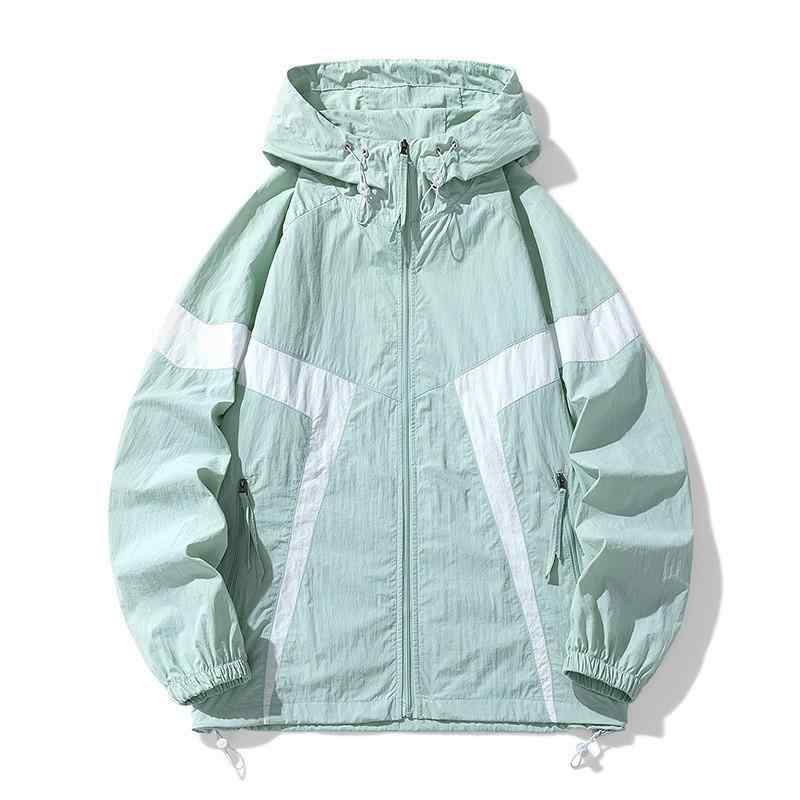 防晒 ジャケット メンズ 夏 連帽 ビッグサイズ 軽量 通気性 接触冷感 UPF50+ 紫外線カット 釣り 服 化繊混紡 ポリプロピレン 素材 白色 深藍色 浅月藍色 ゆったりシルエット 切り替えデザイン 自然風景プリント ジッパー襟 ジッパーポケット