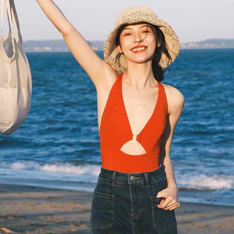 レディース ワンピース水着 セクシー 温泉 ネットセンス スタイル 高級感 泳装 気質 スリム ボディシェイプ スリミング カバー ボディ スモールバスト ピュアデザイア Vネック 無袖 ポリエステル ライクラ 赤 緑 白 フィールド アクティビティ ス 4,341円