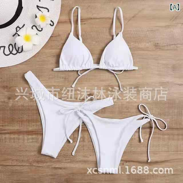 ビキニ 水着 レディース 夏用 セクシー 三点セット ファッション スリム 海辺 温泉 泳装 接触冷感 ポリエステル 白色 紫色 緑色 ワインレッド ブルー トライアングル フラットボトム スカート式 セパレート サーフィン 軽量 吸湿速乾 ビーチウェア
