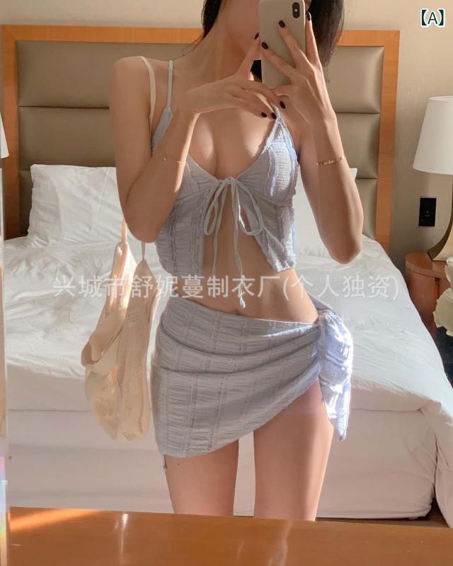 レディース ビキニ 水着 温泉 セット 3点 高級感 セクシー ガーター 小胸 純欲 ビキニ スイムウェア 女性用 泳ぎ 衣類 プッシュアップ ブラ トップス ボトムス 無袖 タイトフィット ハイエラスティック クリーンスタイル ヨーロピアン デザイン