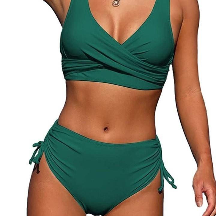 レディース ビキニ セパレート 紐 ストリング ホルターネック クロス サイド カットアウト 高腰 ワンピース スイムウェア ブラック グリーン レッド ピンク セクシー タイト バックレス ニトリル ストレッチ 軽量 速乾 女性用 ビーチ プール 夏