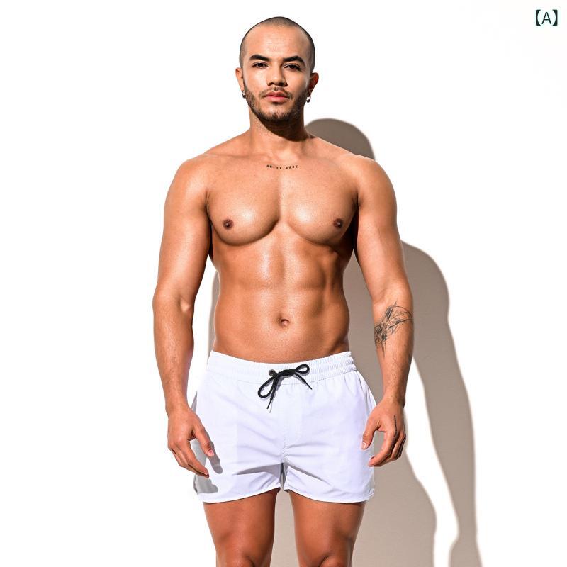 メンズ 速乾 ビーチパンツ 速乾泳パンツ スイムショーツ ゆったりシルエット 海辺用 軽量 ナイロン素材 純色 接触冷感 吸湿速乾 ホワイト ライトブルー ウォーターメロン レッド ブラック カーキ ビーチウェア サーフィン アウトドア 夏用 通年対応