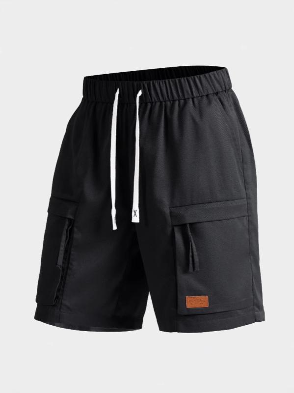 メンズ ショートパンツ 夏用 運動 トレンド ストリート ファッション ゆったり ワイド シルエット 薄手 軽量 微弾性 ポリエステル 素材 多ポケット 工装 スタイル 直筒 裾 ビーチ シーン 黒 土色 黄 グレー ミリタリーグリーン ティーンズ 向け