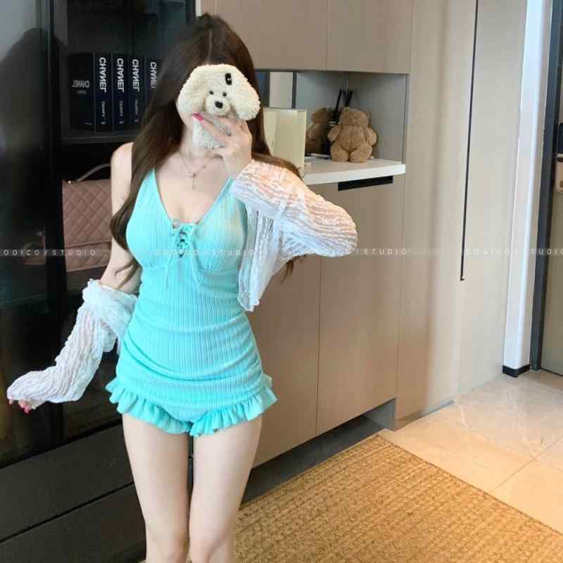 レディース ワンピースタイプ ビーチウェア セクシー 連体泳衣 薄荷緑 純色 無袖 ハイエラスティック 耐久性 接触冷感 ?? ポリエステル素材 小胸用 プッシュアップ スリミング ボディシェイプ 背中開き 夏 ビーチリゾート プールサイド 女性用 伸縮