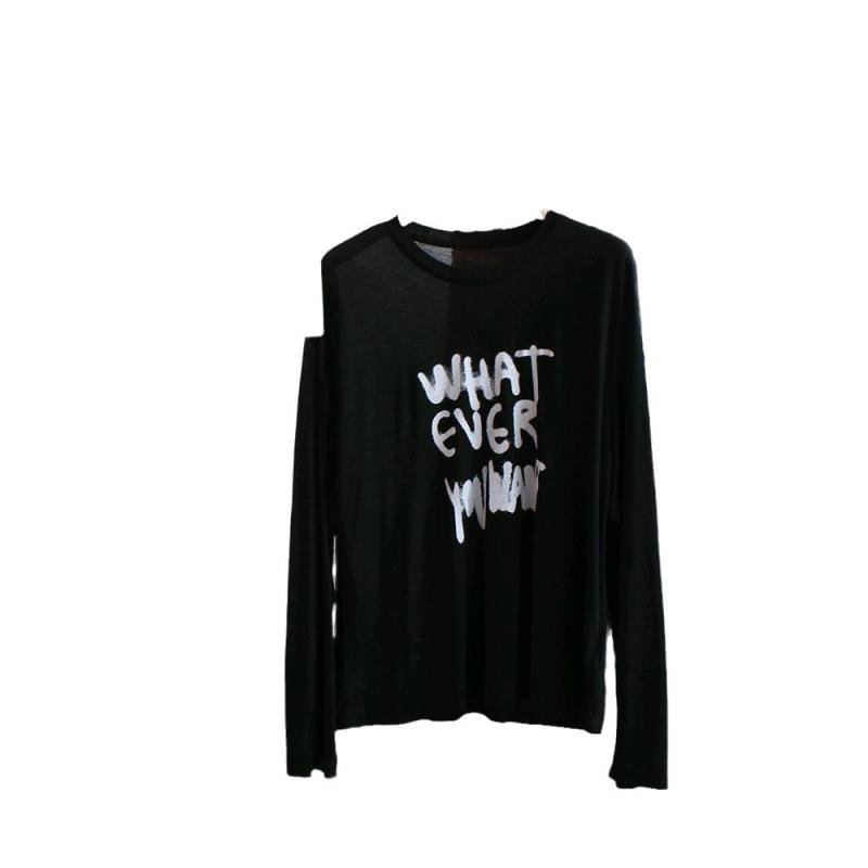 Tシャツ 女性用 秋 長袖 丸首 綿 素材 アルファベット プリント ゆったり シルエット 日韓 カジュアル トップス 防晒 薄手 透け感 軽量 ブラウス 風 ホワイト ピンク ブラック ビーチ ウェア 日常使い 吸湿 速乾 機能 シャツ インナー