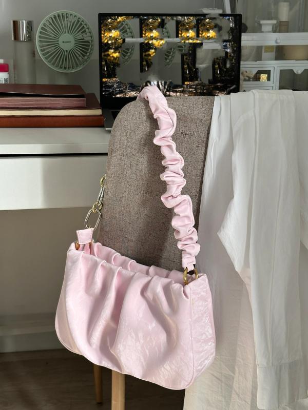 ミニトートバッグ 女性用 ピンク ホワイト 夏 春夏 軽量 PU素材 接触冷感 フレアプリント チェーンショルダー ハンドバッグ アームバッグ フレンチバッグ 横型スクエア ソフト ジップ開閉 ダブルストラップ デイリー カジュアル かわいい 日常使い