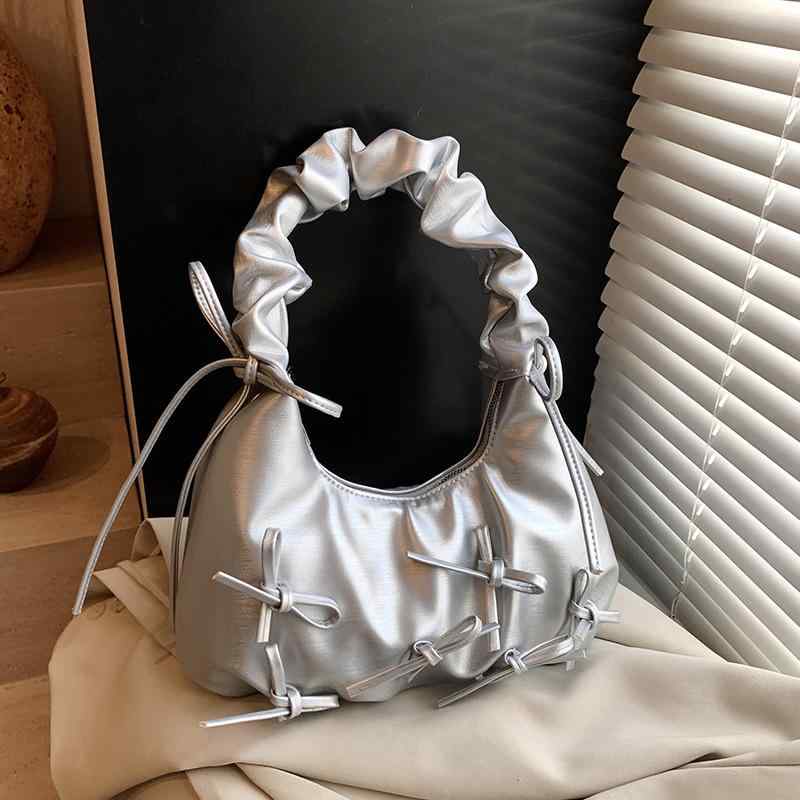 ハンドバッグ 女性用 春夏 かわいい 小方形 ピンク ホワイト シルバー ブラック ブルー プルシダー素材 横型 方形 プルプル 蝶結び リボン 街頭ファッション トレンド ミディアムサイズ ミッドソフト ポリエステル内張り シングルショルダーストラップ