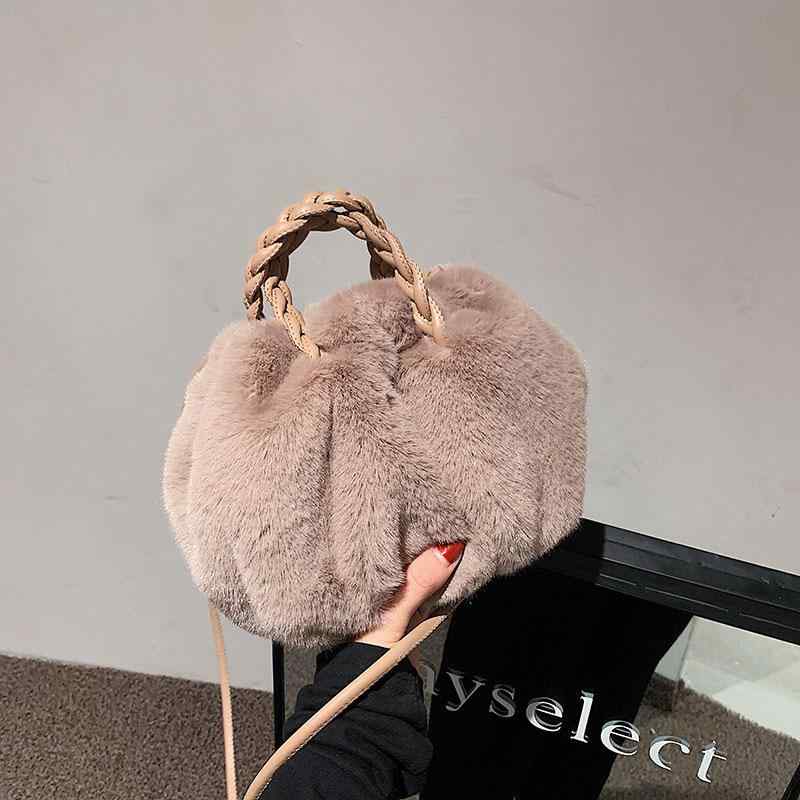 秋冬 女性用 毛? ハンドバッグ ショルダーバッグ 斜めがけ クラウド型 小型 ふんわり かわいい 街頭ファッション 横型 方形 プチバッグ トレンド ソフト素材 ジップ開閉 ポリエステル内張り シングルストラップ ライトウェイト ファー風 スタイリッシ