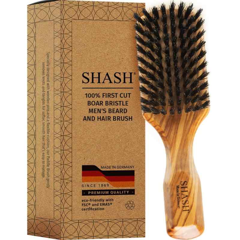 ドイツ製手作り 1869年から 男性用ヘアブラシ - 100%天然木と猪毛でできたヘアブラシ、細めから普通 の髪質の男性向け