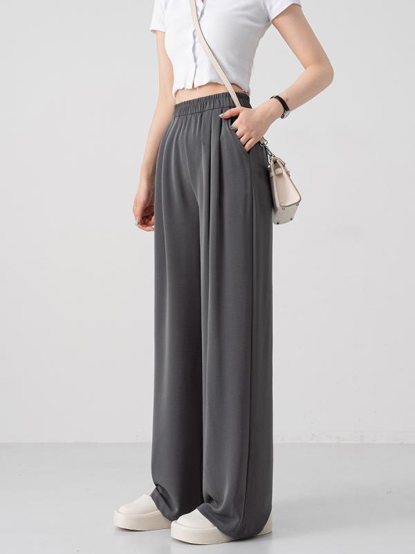 レディース スーツパンツ 夏 高腰 ワイドレッグ ロング ストレートパンツ 薄手 シワ加工 ポリエステル スパンデックス 混紡 高弾性 快適 シンプル 日韓カジュアル 黒 グレー ベージュ 日常使い 通勤 軽量 ゆったり シルエット 涼しい 接触冷感 ア 4,316円