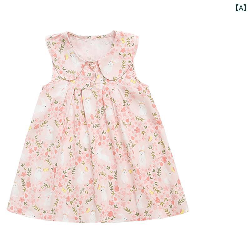 女の子 ワンピース 夏 背心スカート かわいい 田園風 綿 花柄 A字スカート 無袖 柔らか素材 3-8歳 90-130cm 90cm 100cm 110cm 120cm 130cm