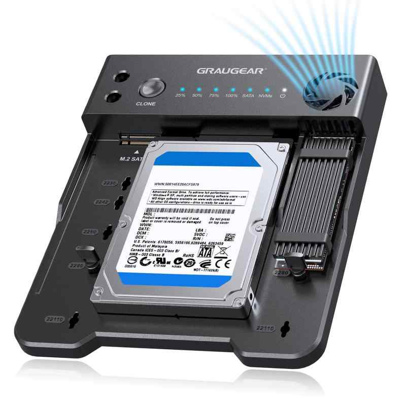 GRAUGEAR M.2 NVMe \u0026amp; SATA SSD/HDD ハードドライブドッキングステーション USB-C 10Gbps 読み手/クローナー SATA SSD\u0026amp;HDD to M.2 NVMe SSD変換器 オフラインクロー